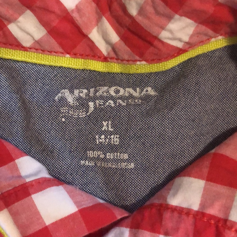 Boys casual long sleeve button down red and white checked shirt - Picture 2 of 6